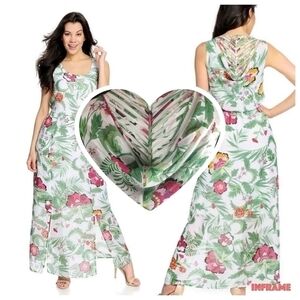kate and mallory maxi dress Kate & Mallory Chiffon Lattice Drape Back Knit Lined Maxi Dress Leopard XL A4410